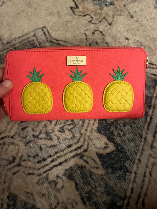 kate spade Handbags - kate spade Bright Coral Wallet with Yellow Pineapple Motifs